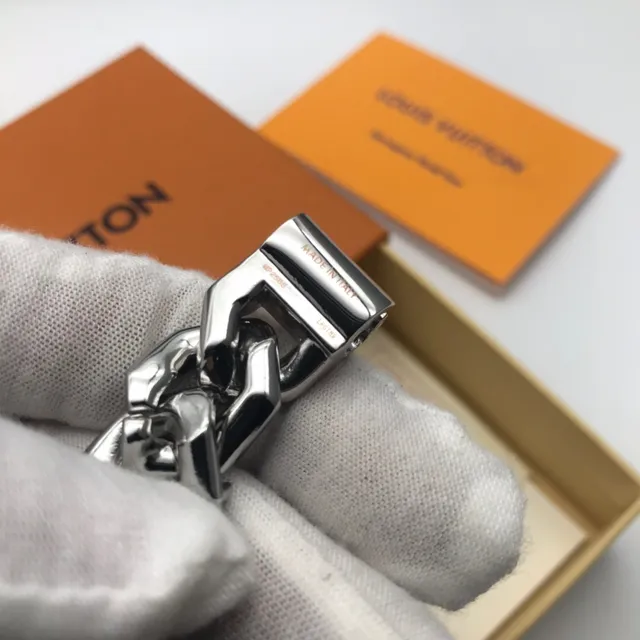 Louis Vuitton Monogram Turnê Mundial Pulseira de Corrente Esmaltada Azul 2