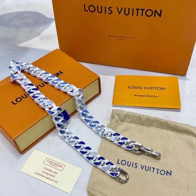 Louis Vuitton Monogram World Tour Collier de Chaîne Céramique Bleu et Gris 2