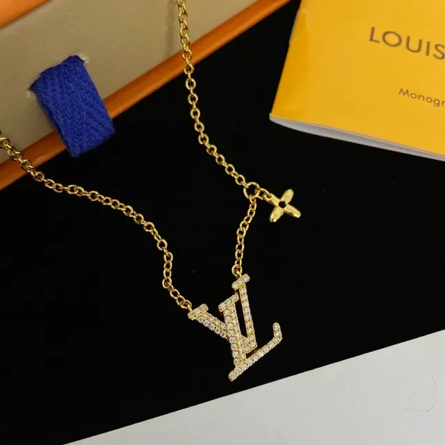 Louis Vuitton Monogram World Tour Gold Silver Chain Pavé-Crystal Necklace 8