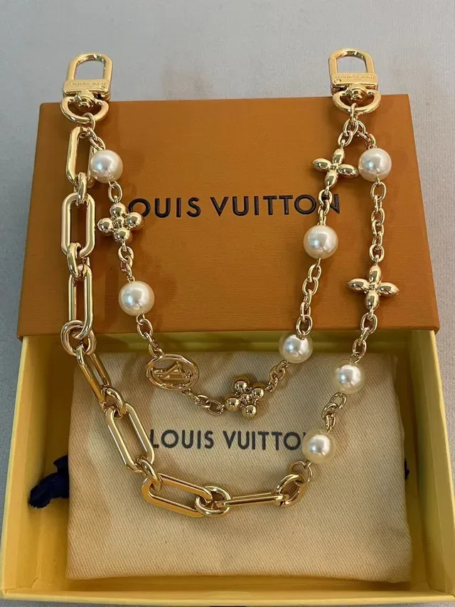 Louis Vuitton Monogram World Tour Pearl and Floral Gold Chain Bracelet 4