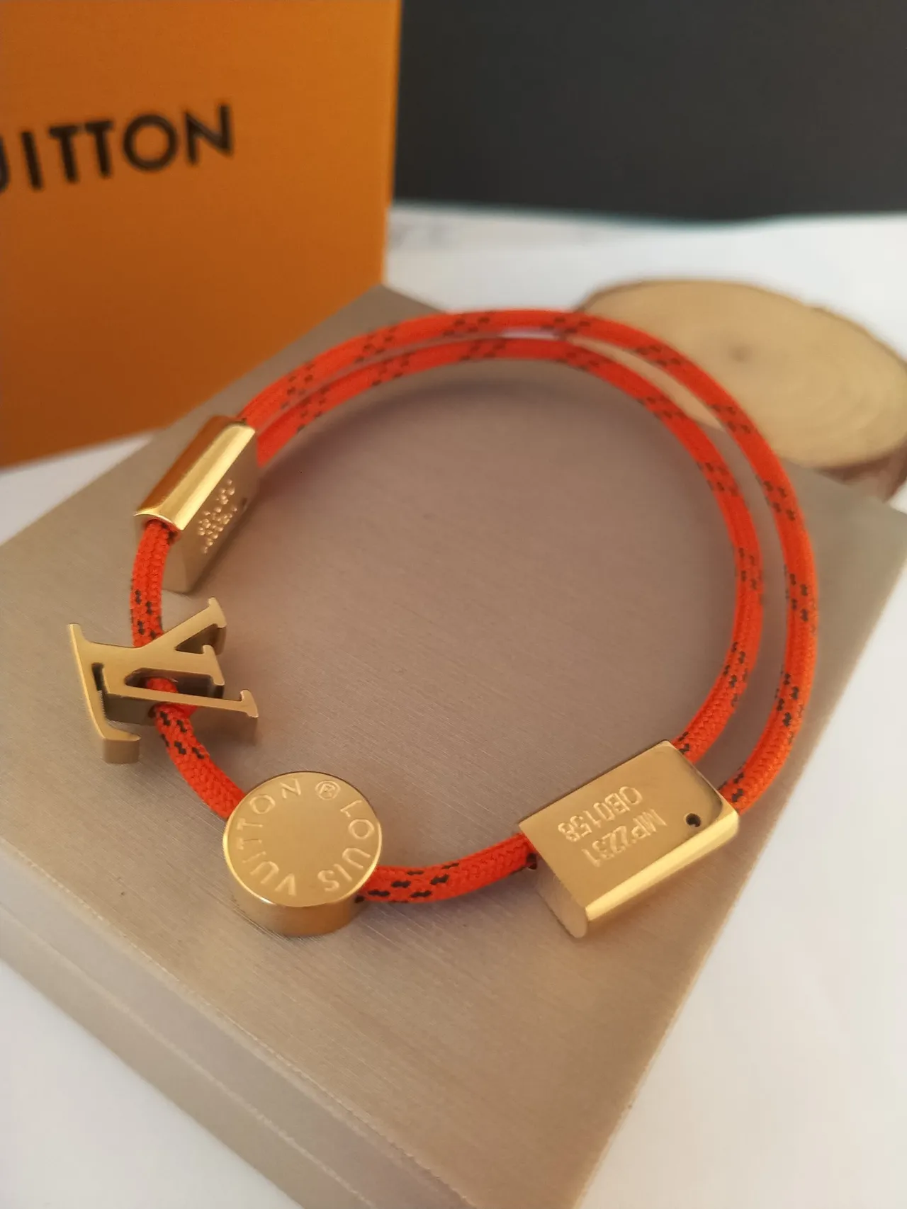 Louis Vuitton Multi-Charm Orange Braided Cord Bracelet 2