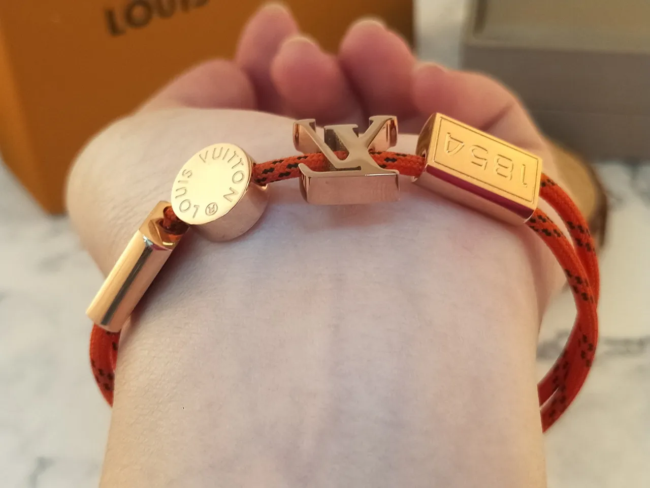 Louis Vuitton Multi-Charm Orange Braided Cord Bracelet 5