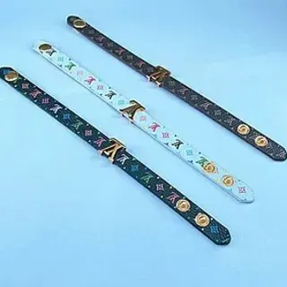Louis Vuitton Multicolor Black Monogram-Print Flat Strap Bracelet