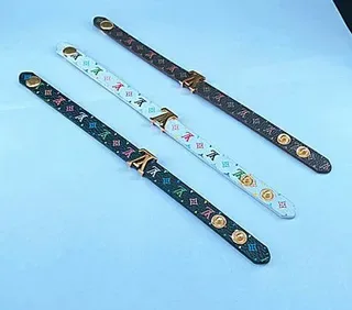 Louis Vuitton Multicolor Black Monogram-Print Flat Strap Bracelet 1