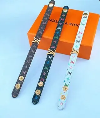 Louis Vuitton Multicolor Black Monogram-Print Flat Strap Bracelet 3