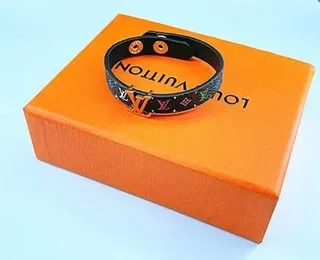 Louis Vuitton Multicolor Black Monogram-Print Flat Strap Bracelet 5