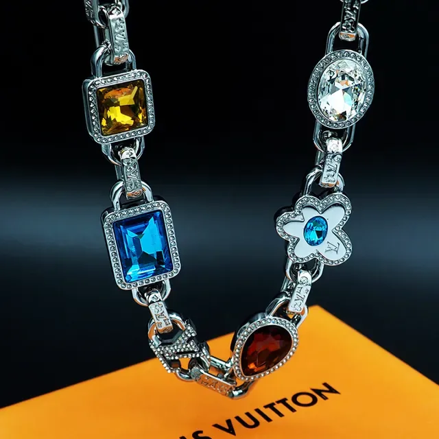 Louis Vuitton Multicolor Gemstone Chain Necklace 5