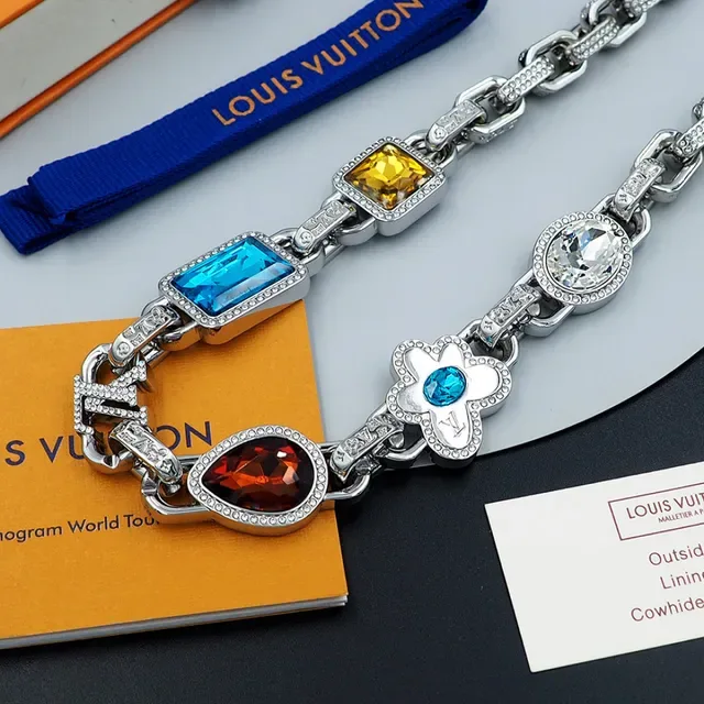 Louis Vuitton Multicolor Gemstone Chain Necklace 6