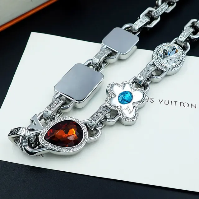 Louis Vuitton Multicolor Gemstone Chain Necklace 9