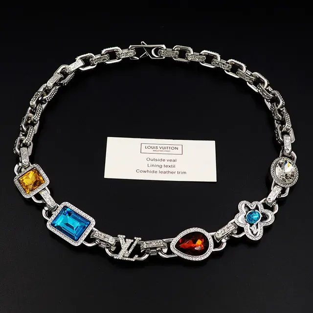 Louis Vuitton Multicolor Gemstone Chain Necklace 11
