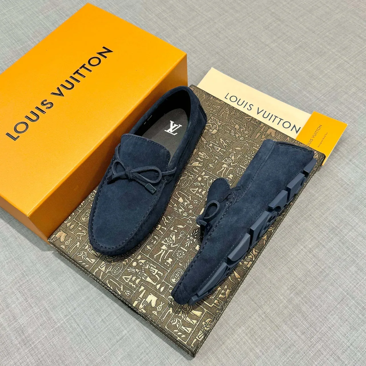 Louis Vuitton Navy Black Suede Upper Knotted Bow Detail Loafer 2