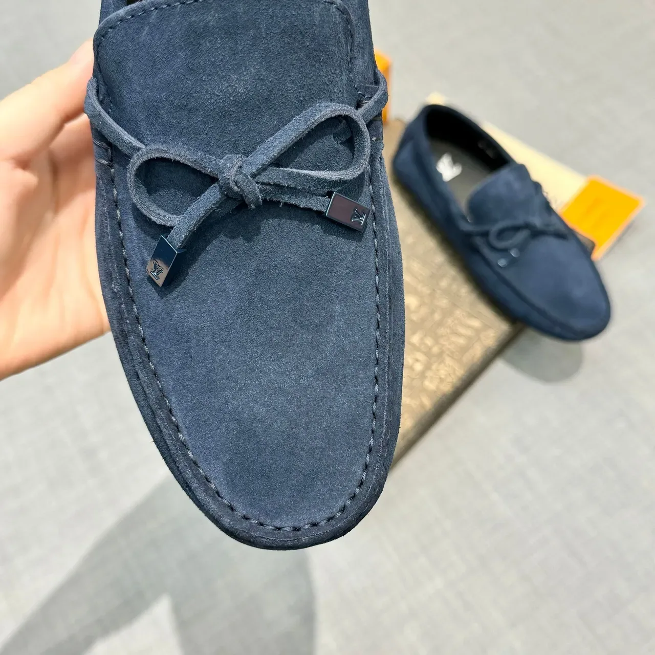 Louis Vuitton Navy Black Suede Upper Knotted Bow Detail Loafer 3