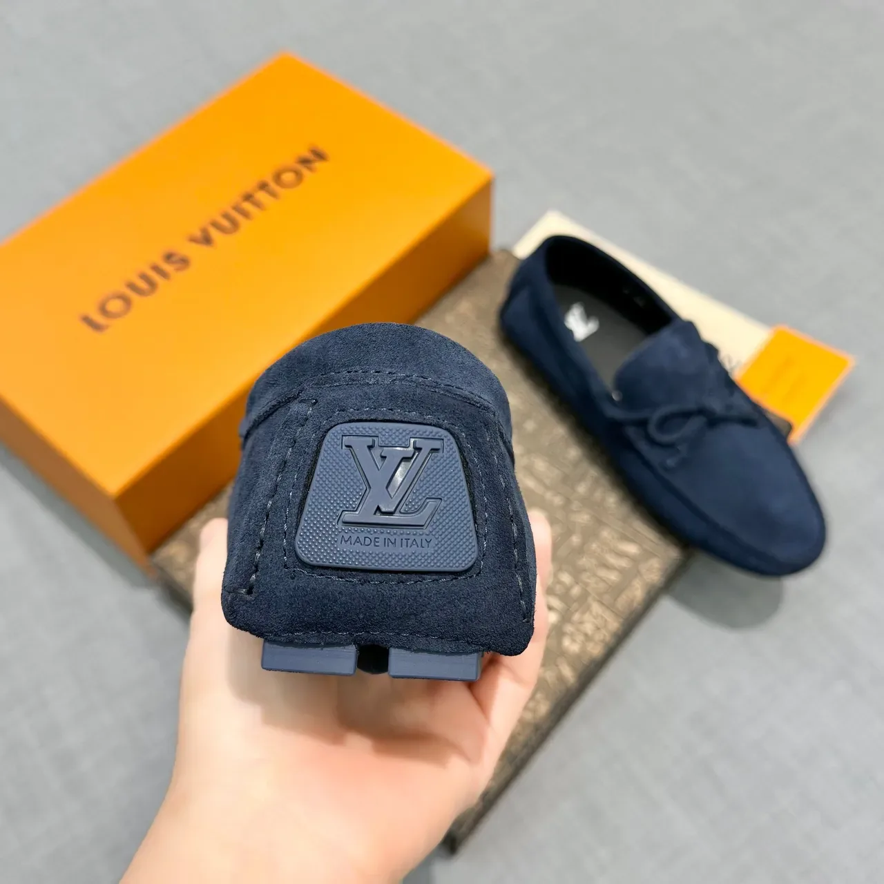 Louis Vuitton Navy Black Suede Upper Knotted Bow Detail Loafer 4