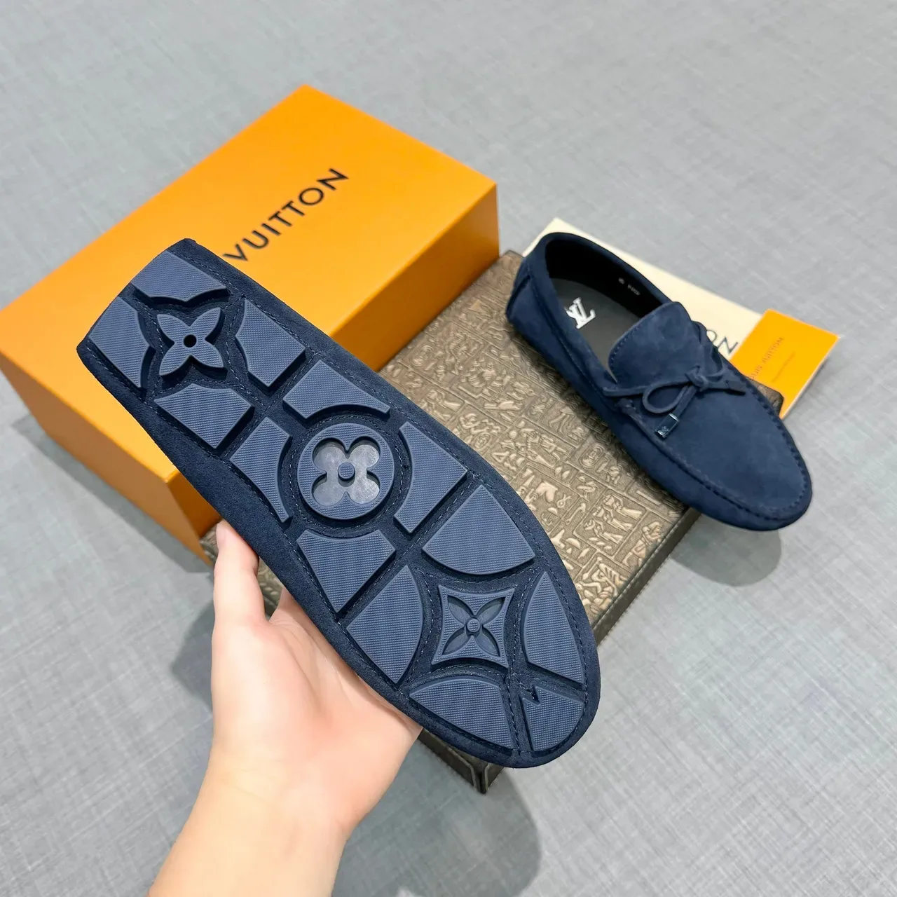 Louis Vuitton Navy Black Suede Upper Knotted Bow Detail Loafer 5