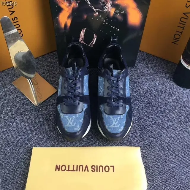 Louis Vuitton Navy Blue Mixed-Material Upper Monogrammed Denim Panels Chunky Sneakers 3