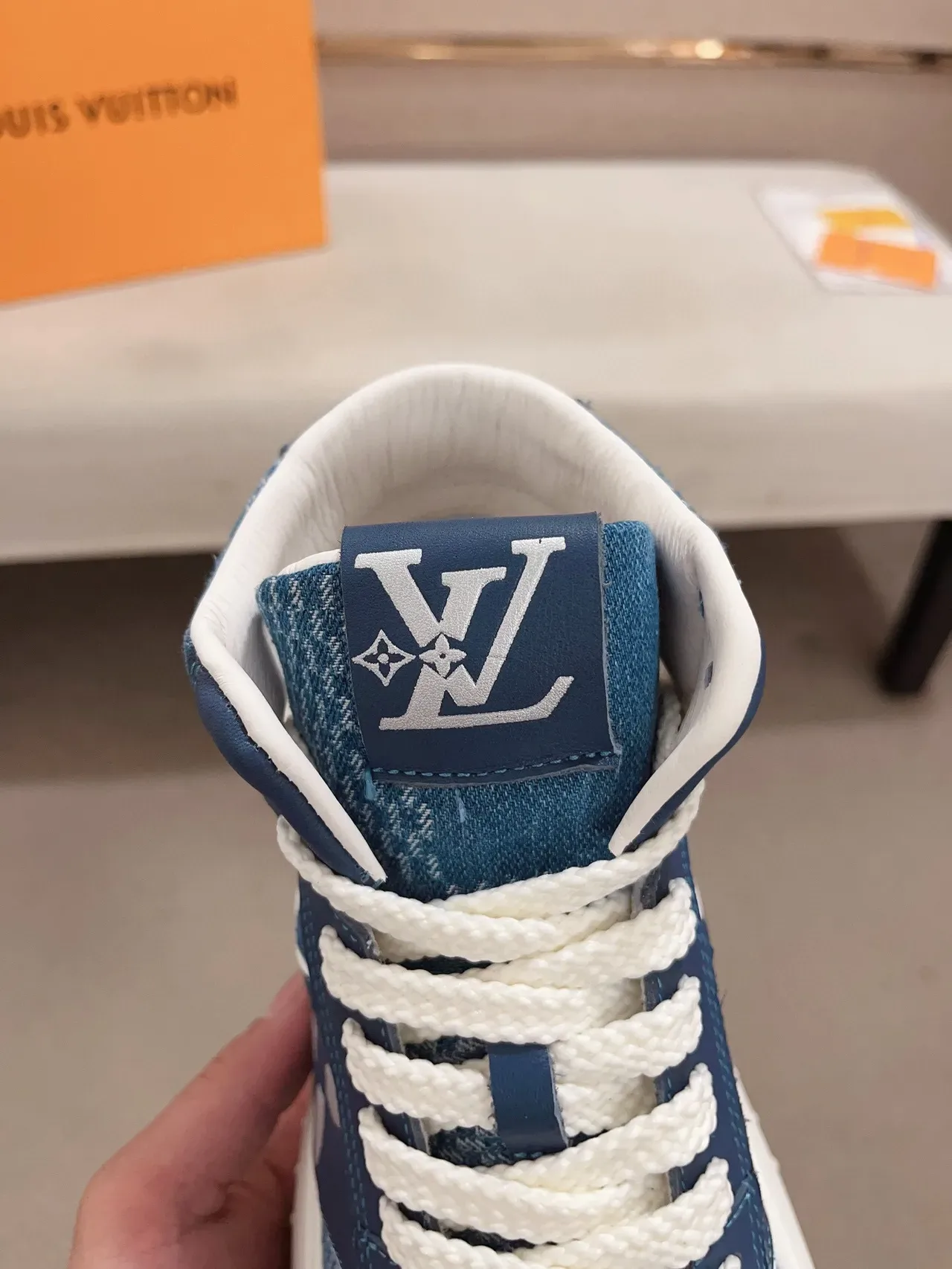 Louis Vuitton Navy White High-Top Sole Chunky Sneakers 6