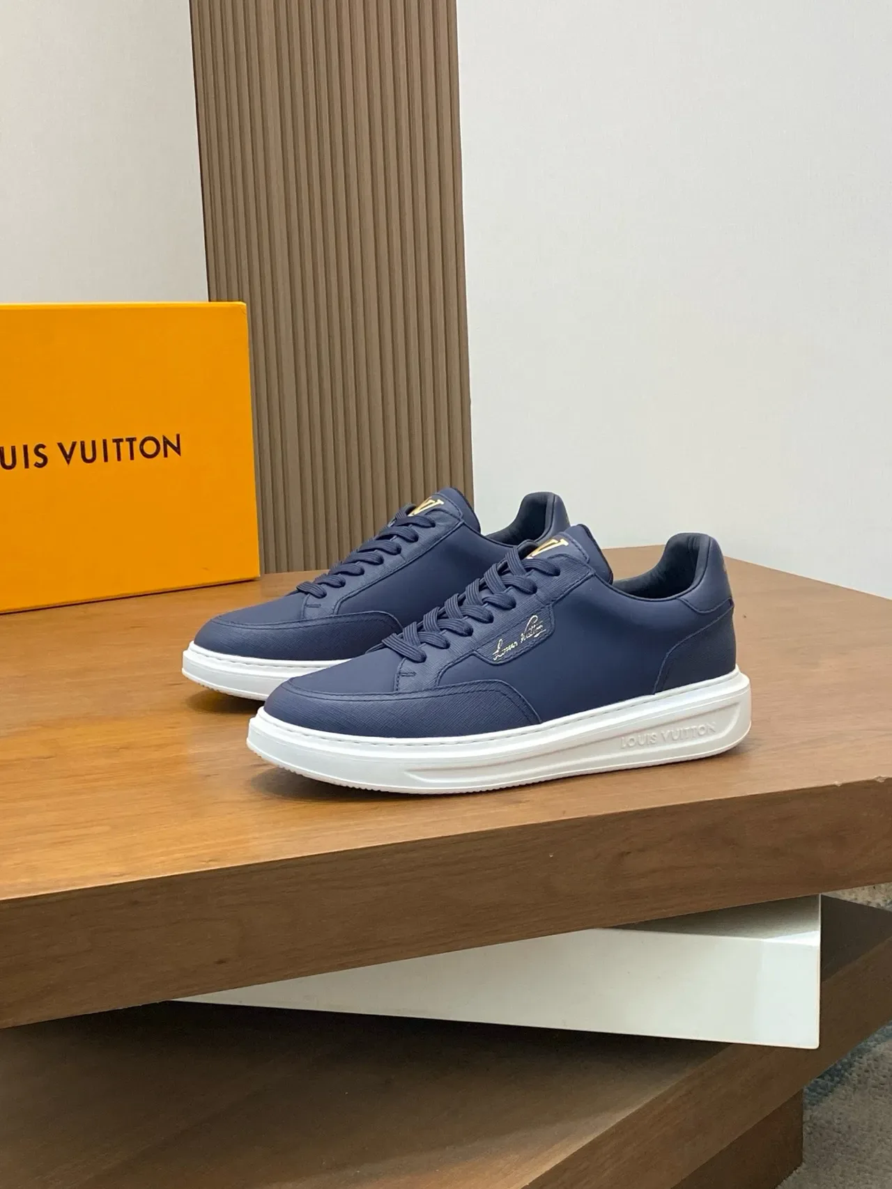 Louis Vuitton Navy White Leather-Like Upper Chunky Sole Lifestyle Sneakers 4