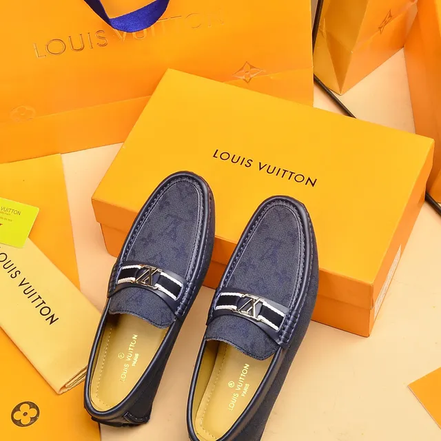 Louis Vuitton Navy White Monogram Canvas Upper Leather-Trimmed Piping Loafer 3