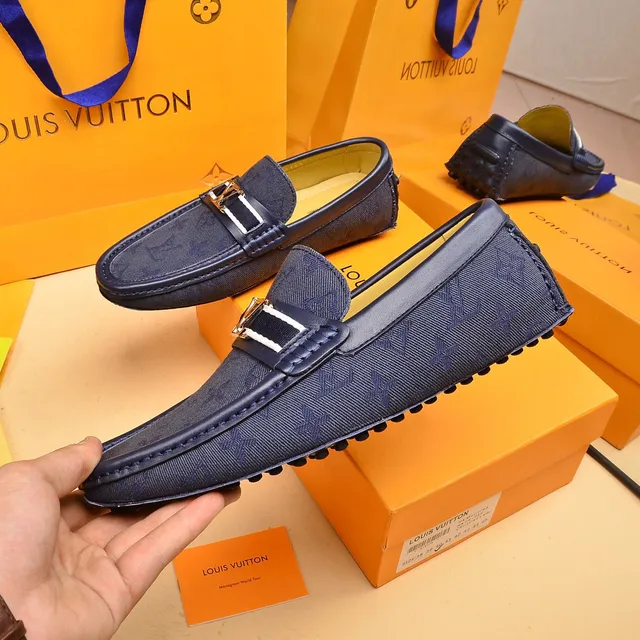 Louis Vuitton Navy White Monogram Canvas Upper Leather-Trimmed Piping Loafer 7