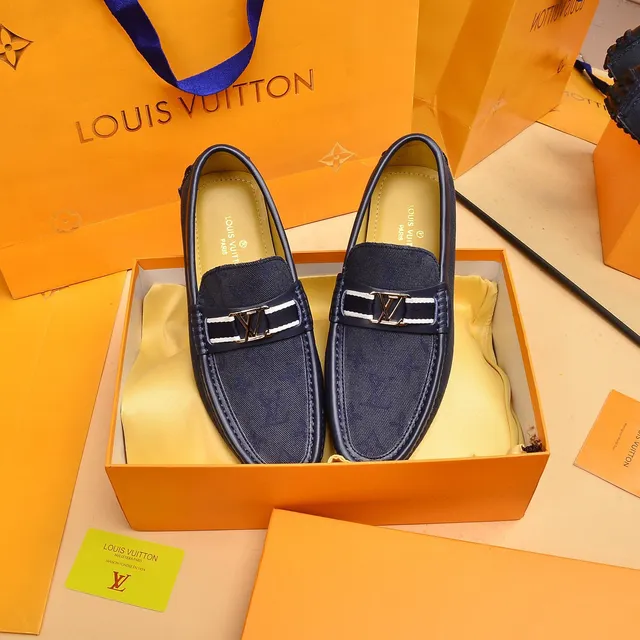 Louis Vuitton Navy White Monogram Canvas Upper Leather-Trimmed Piping Loafer 8