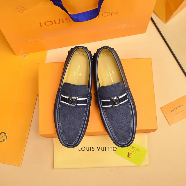 Louis Vuitton Navy White Monogram Canvas Upper Leather-Trimmed Piping Loafer 9