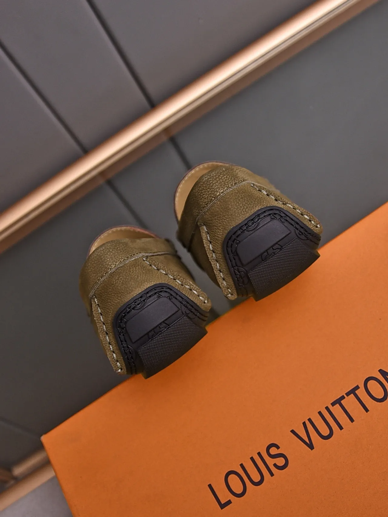 Louis Vuitton Olive Green Suede Buckle Loafer 3