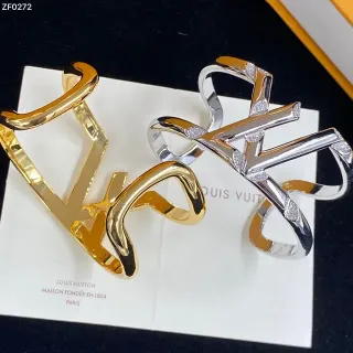 Louis Vuitton Openwork Cuff Gold Silver Sculptural Bracelet