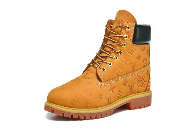 Louis Vuitton Orange Black Monogrammed Leather High-Top Lace-Up Work Boots 3