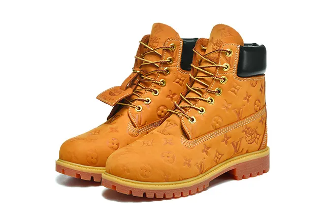 Louis Vuitton Orange Black Monogrammed Leather High-Top Lace-Up Work Boots 4