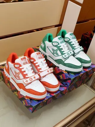 Louis Vuitton Orange White Low-Top Strapped Lifestyle Sneakers 3