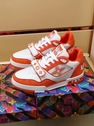 Louis Vuitton Orange White Low-Top Strapped Lifestyle Sneakers 9