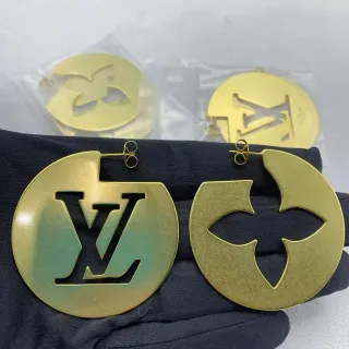 Louis Vuitton Oversized Gold-Tone Monogram and Floret Cutout Earrings