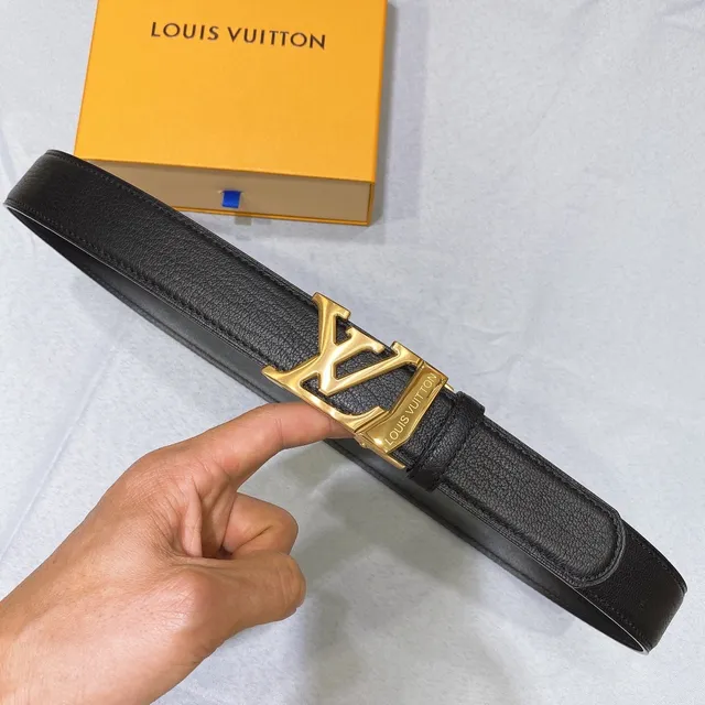 Louis Vuitton Oversized LV Monogram Buckle Black Leather Belt 4