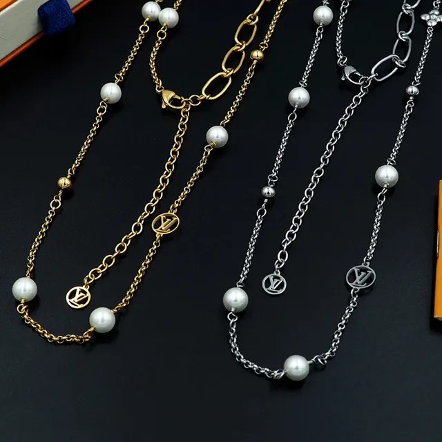 Louis Vuitton Pearl and Monogram Charm Long Chain Necklace 2