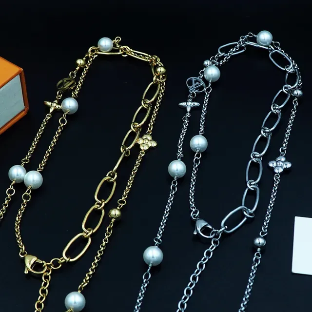 Louis Vuitton Pearl and Monogram Charm Long Chain Necklace 4
