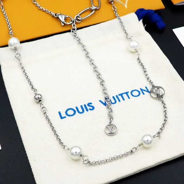 Louis Vuitton Pearl and Monogram Charm Long Chain Necklace 6