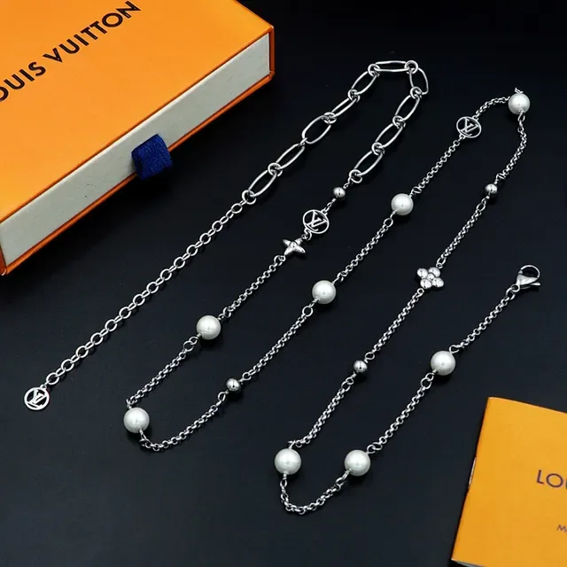 Louis Vuitton Pearl and Monogram Charm Long Chain Necklace 11