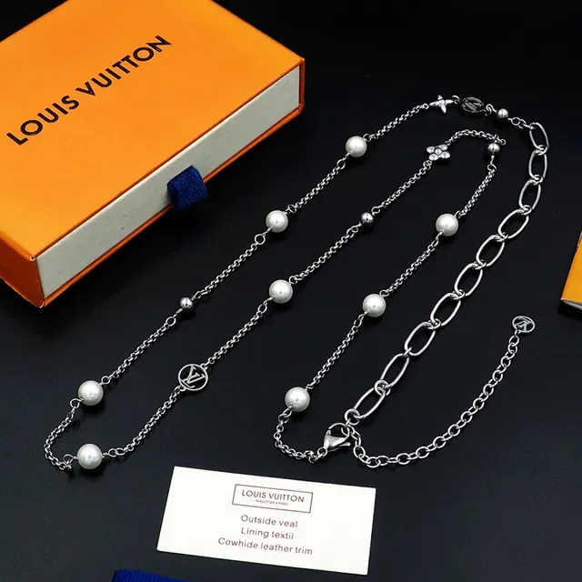 Louis Vuitton Pearl and Monogram Charm Long Chain Necklace 13
