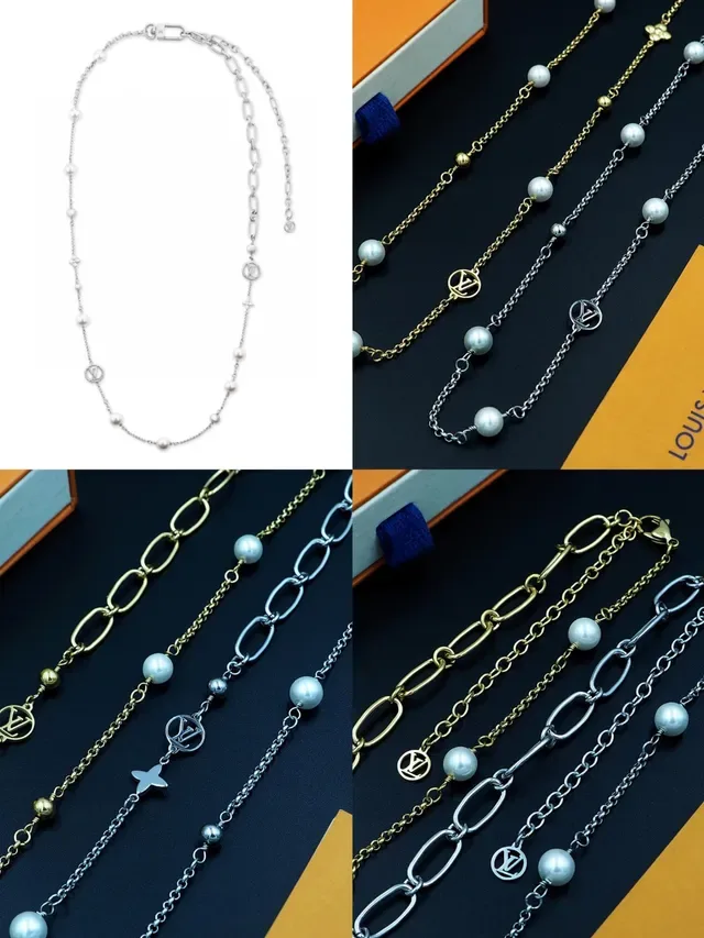 Louis Vuitton Pearl and Monogram Charm Long Chain Necklace 14