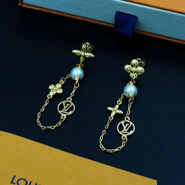 Louis Vuitton Pearl Constellations Gold-Tone Pearl Floral Monogram Earrings 2