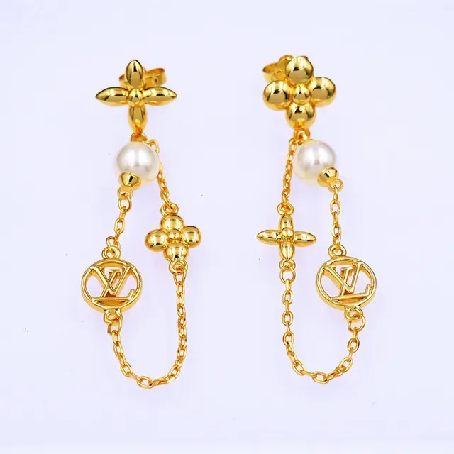 Louis Vuitton Pearl Constellations Gold-Tone Pearl Floral Monogram Earrings 5