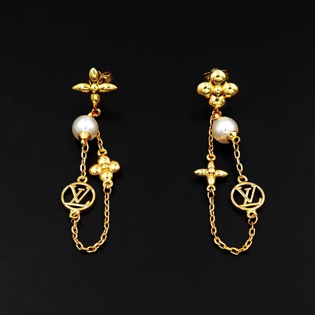 Louis Vuitton Pearl Constellations Gold-Tone Pearl Floral Monogram Earrings 6