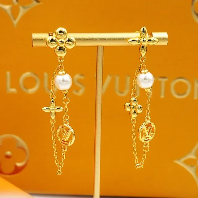 Louis Vuitton Pearl Constellations Gold-Tone Pearl Floral Monogram Earrings 9