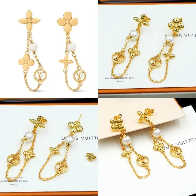 Louis Vuitton Pearl Constellations Gold-Tone Pearl Floral Monogram Earrings 10