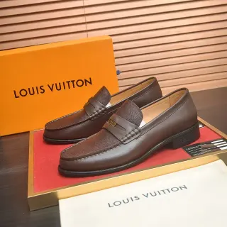 Louis Vuitton पेनी लोफर भूरा टेक्सचर्ड लेदर