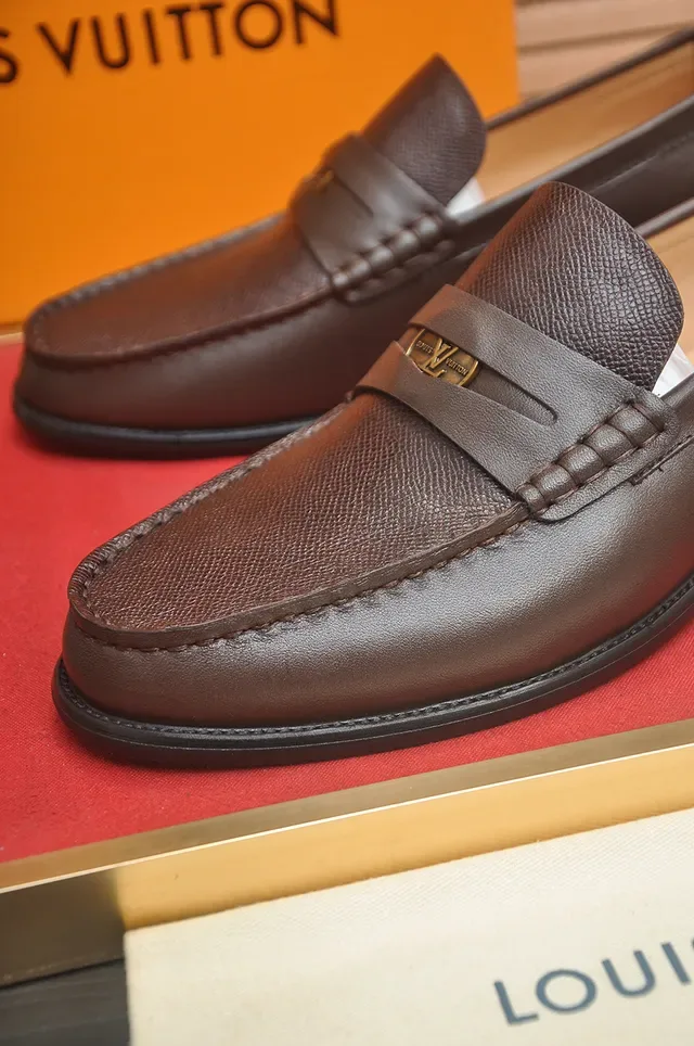 Louis Vuitton Penny Loafer Brown Textured Leather Loafers 2
