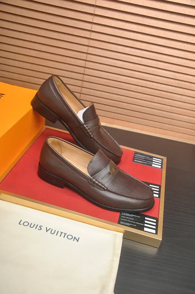Louis Vuitton Penny Loafer Brown Textured Leather Loafers 4