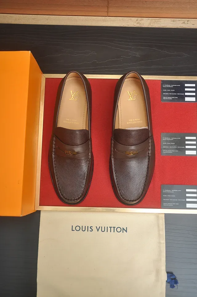 Louis Vuitton Penny Loafer Brown Textured Leather Loafers 5