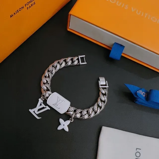 Louis Vuitton Perforated Curb-Link Monogram Charm Bracelet 4