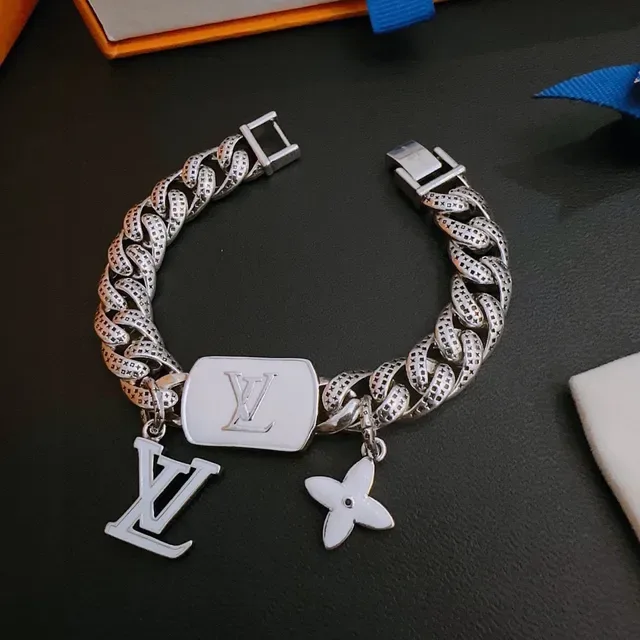 Louis Vuitton Perforated Curb-Link Monogram Charm Bracelet 6